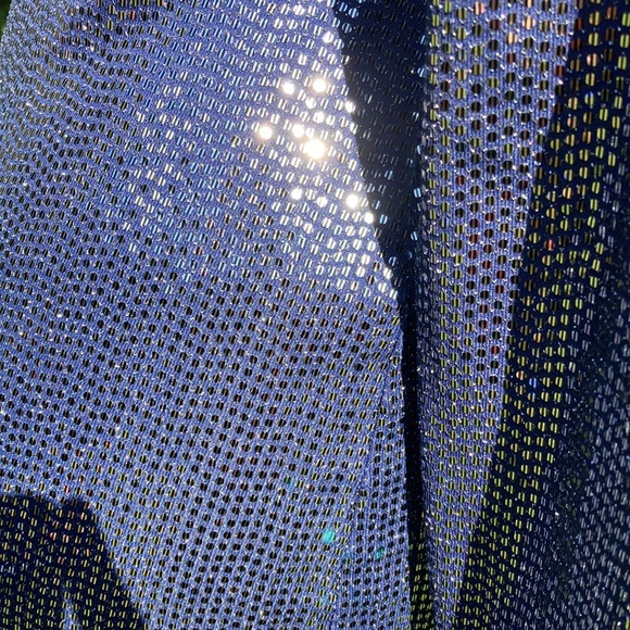 Divided spangled open back long sleeve sparkling ink blue mini size S - Picture 6 of 6